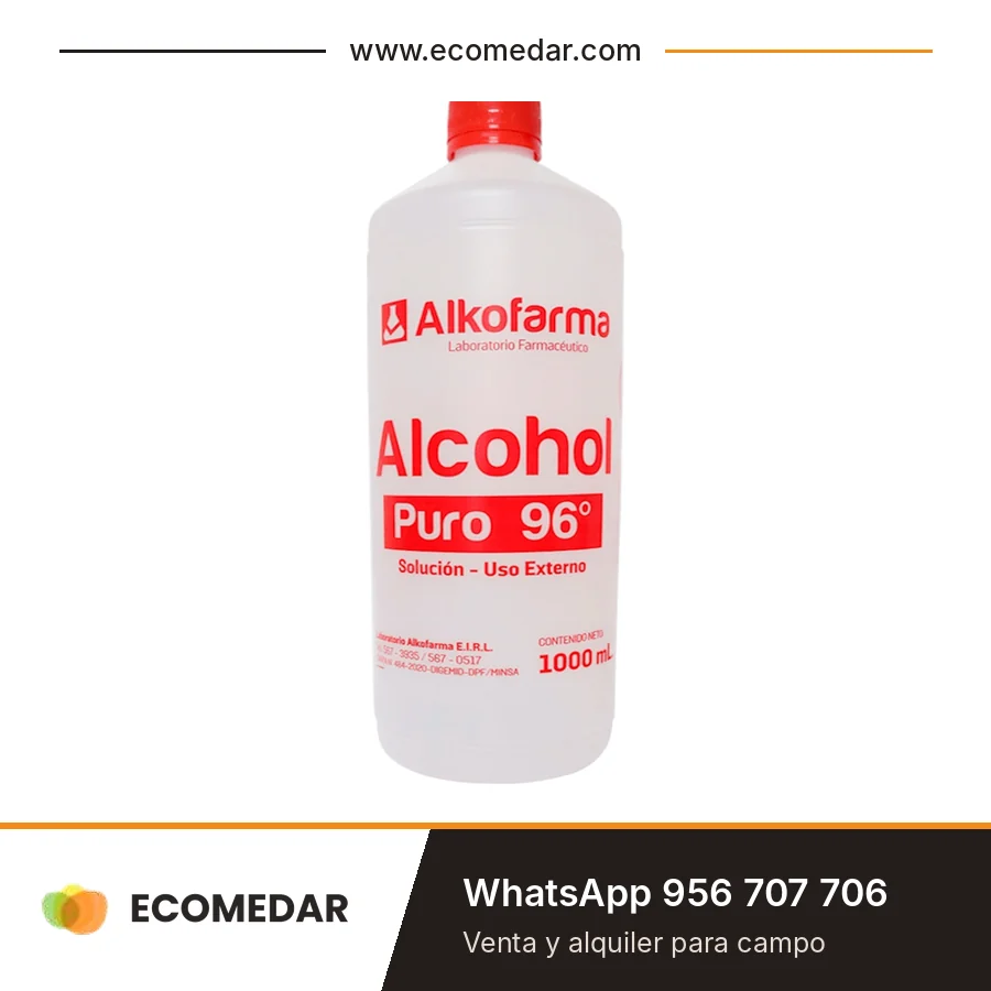 Alcohol puro 96° Alkofarma de 1 litro